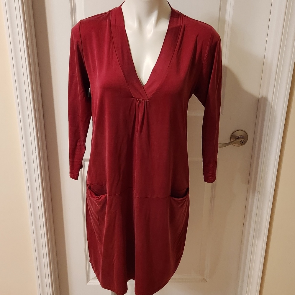 Dolan dress size M dark red/ pink buttery soft dress with pockets
